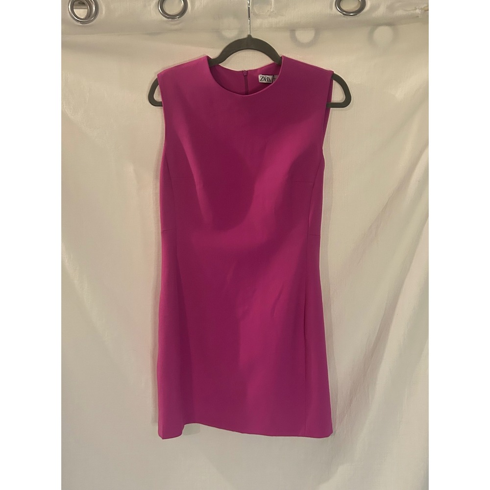 Zara Magenta Pink Sleeveless Sheath Mini Dress Crew Neck Large